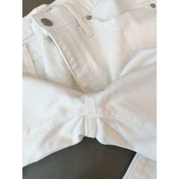 Madewell Jeans Size 32 9” High Rise Skinny Crop Pure White Destructed Edition - Picture 15 of 16